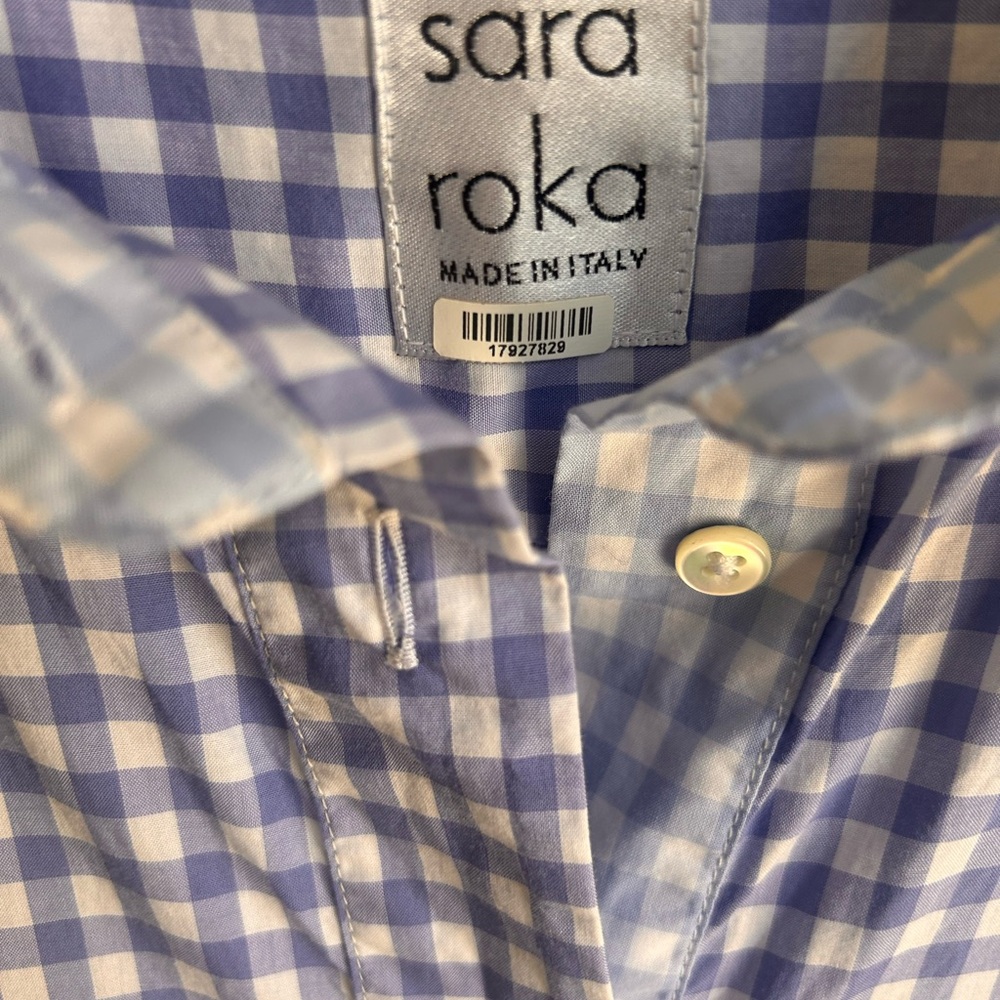 Sara Roka close gingham plaid ruffle hem shirt mini dress Size Small - Picture 6 of 13